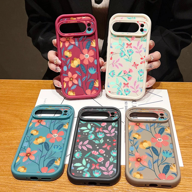 Shockproof Colorful Flower Soft TPU Case For Google Pixel 8 Pro 8A 7A Pixel 9 Pro XL Solid Color Phone Cover For Pixel 8 9 7 Pro