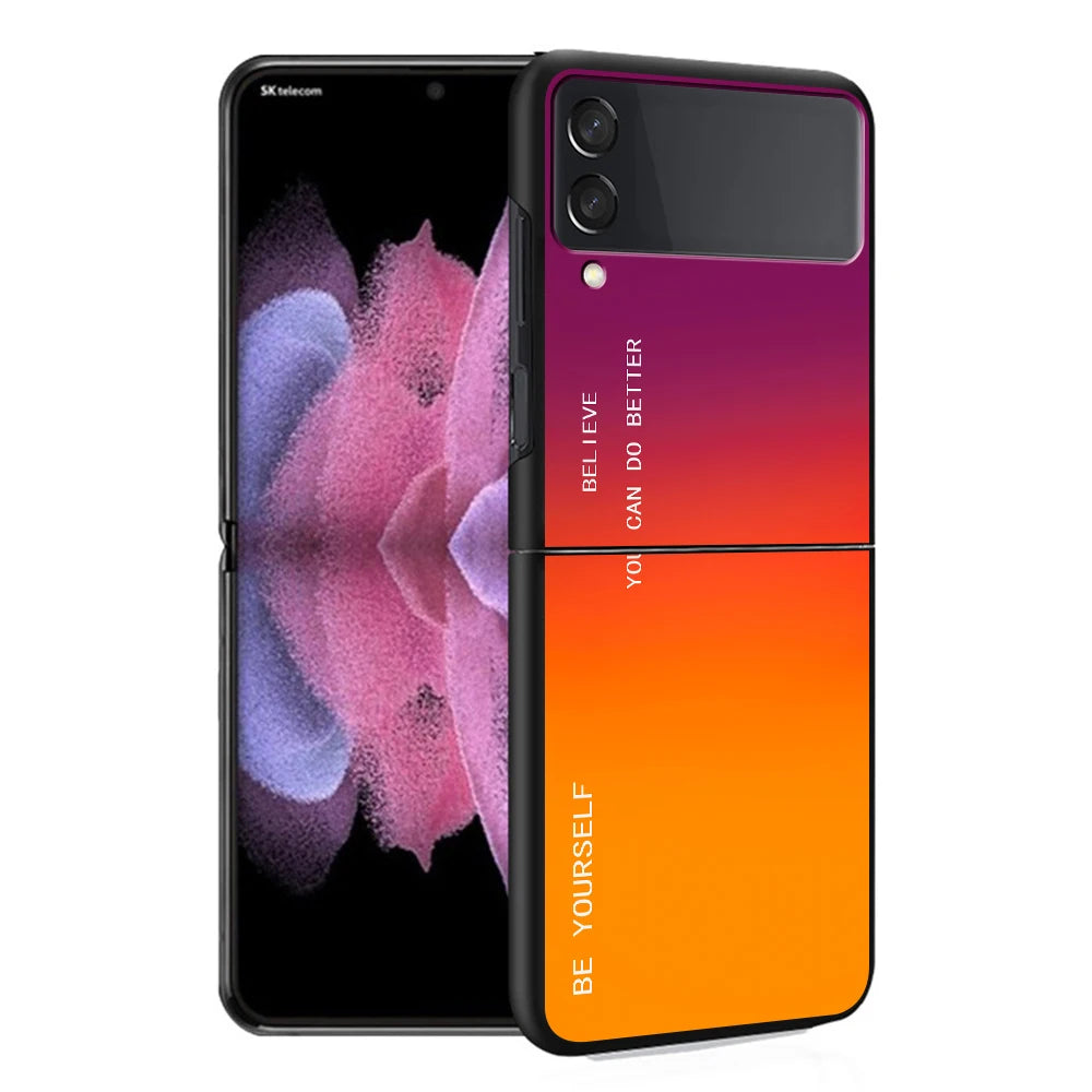 Cover Case for Samsung Galaxy Z Flip 5 Z Flip 4 ZFlip Z Flip 3 5G ZFlip3 Flip4 ZFlip4 Flip3 Black Gradient BE YOURSELF