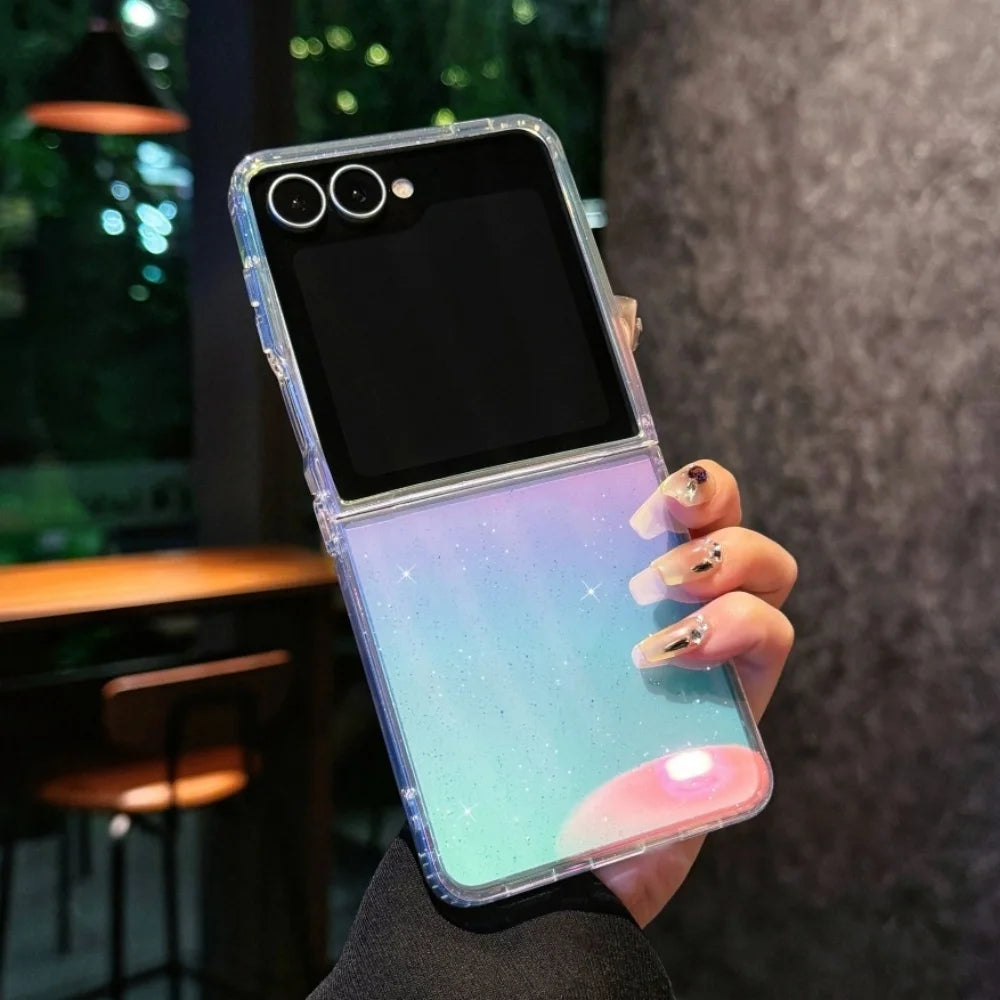 Z Flip 7 Case Laser for Magsafe Transparent Folding Cases for Samsung Galaxy Z Flip 7 6 5 4 3 Flip7fe Flip7 Dazzling PC Funda