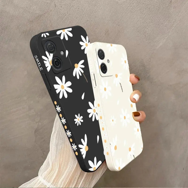 G54 Elegant Daisy Silicone Phone Case For Motorola Moto G54 G53 G52 G50 G42 G20 G84 G34 G22 G24 G14 G13 G30 G9 G9Plus G8 Cover