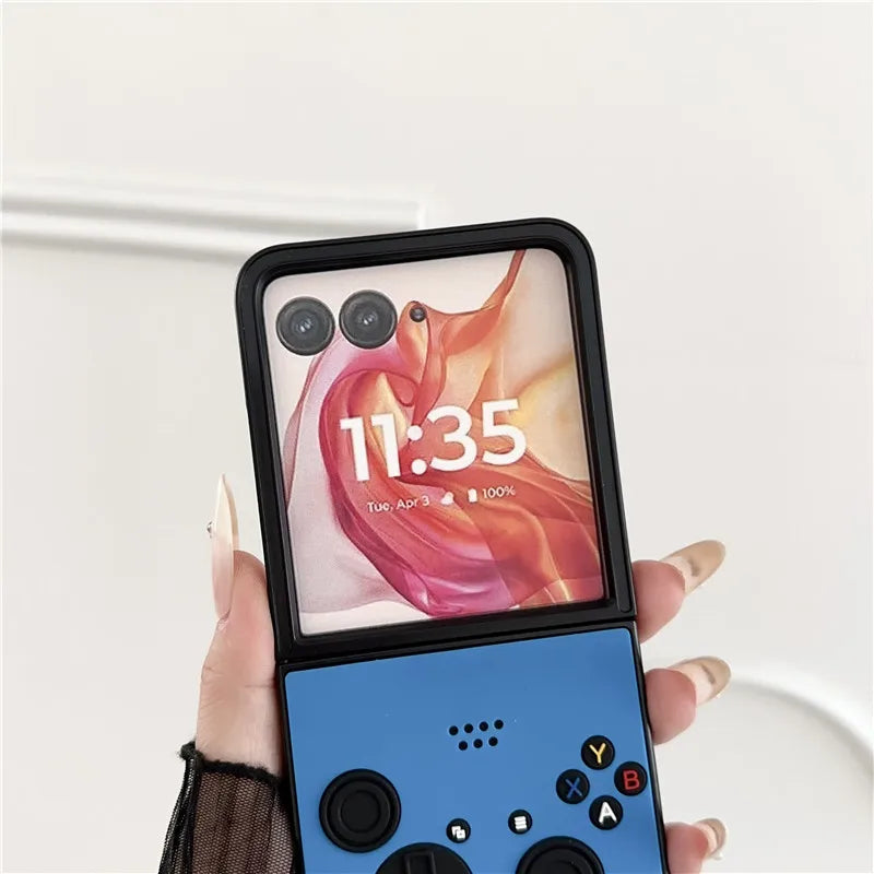 Classic Handheld Game console Phone Case For Motorola moto razr 50 Ultra 50ultra Folding flip 3D Key X Y A B Leather Cover