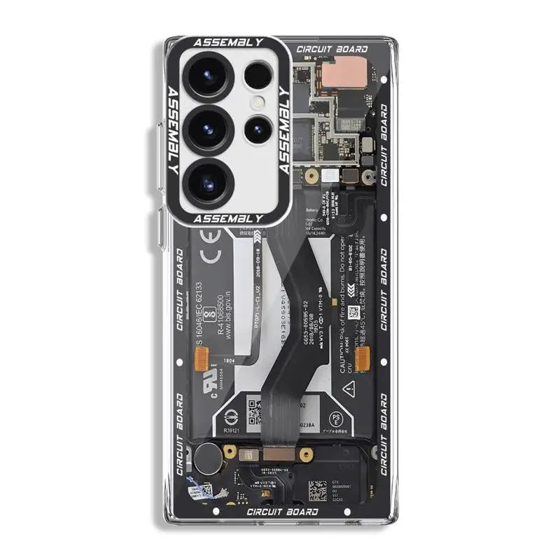 Circuit Board Pattern Case for Samsung Galaxy S24 Ultra S20 FE S21 S22 Plus S23 Ultra 5G S23 FE Transparent Clear Soft Silicone
