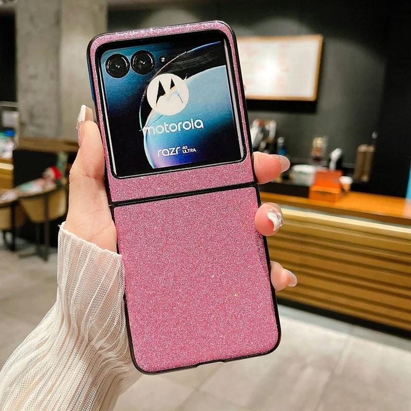 Luxury Bling Glitter Phone Case For Motorola Razr 50 40 Ultra Moto Razr40 Razr50Ultra 2023 Slim Hard Plastic PU Leather Cover