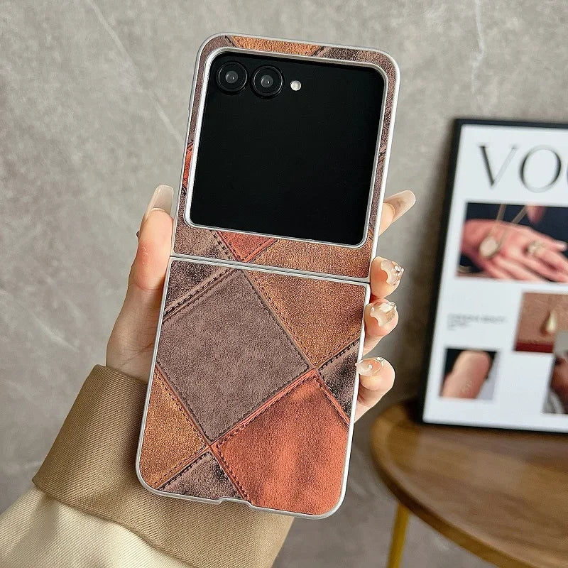 Fashion Retro Leather Case for Motorola Razr 50 Ultra Moto Razr50 5G 2-piece Set Protection Plain Anti-Scratch Lightweight Cover