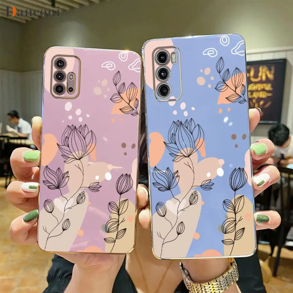 Luxury Plating silicone Phone Case On For Motorola Moto G60 G30 G40F G82 G22 G52 G20 G9 G8 E7 G9 Power E7 Plus E20 EDG E20 Cover