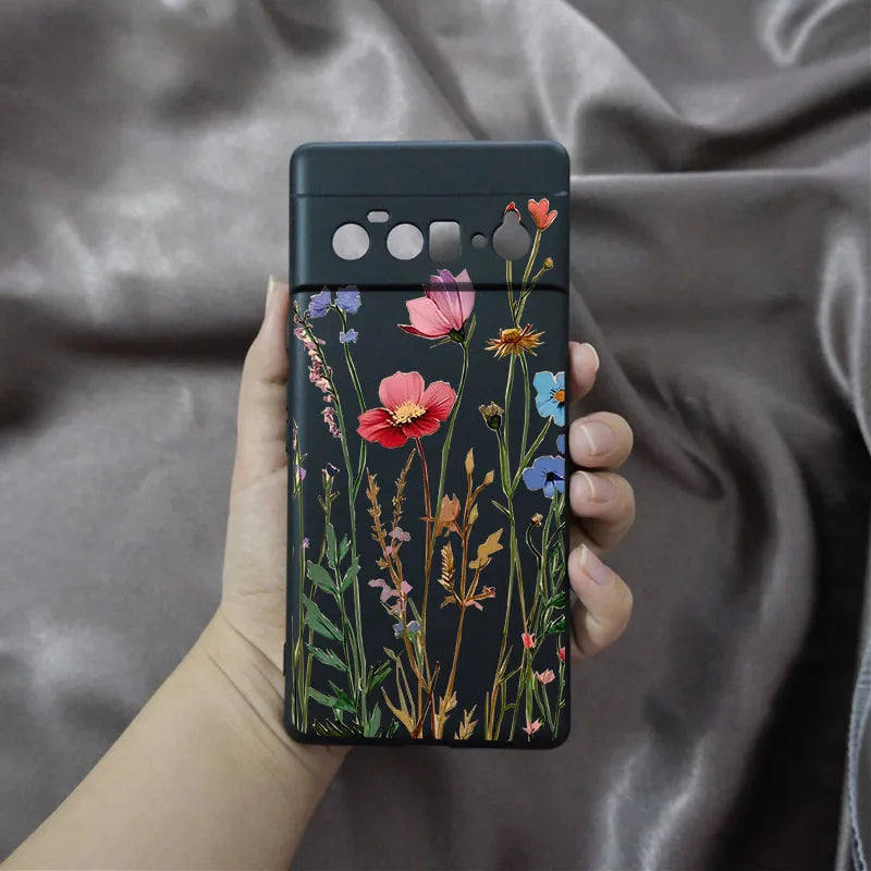 Beautiful Flowers Phone Case For Google Pixel 8A 9 Pro XL 8 Pro 10 7 6A 5G Luxury Floral Pattern Transparent Soft TPU Cover Capa