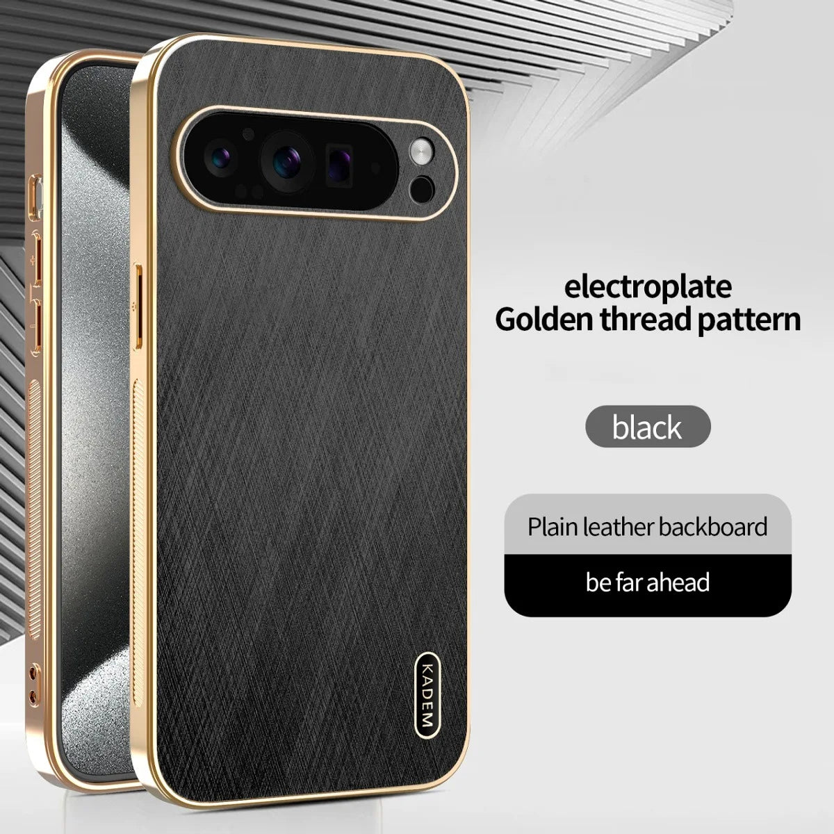 Plating Gold Silk Skin Phone Case for Google Pixel 9 8 7 6 10 Pro XL 8A 7A 6A All Around Protect Shell Leather Shockproof Cover