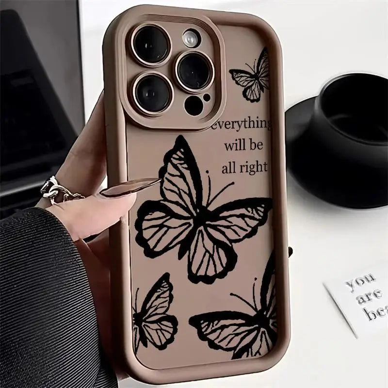 Black Butterfly Case for Motorola Moto Edge 40 Neo 50 Pro 50 Fusion 5G G84 G14 G04 G32 G35 G52 G30 G60S G53 G22 E13 E14 Casing