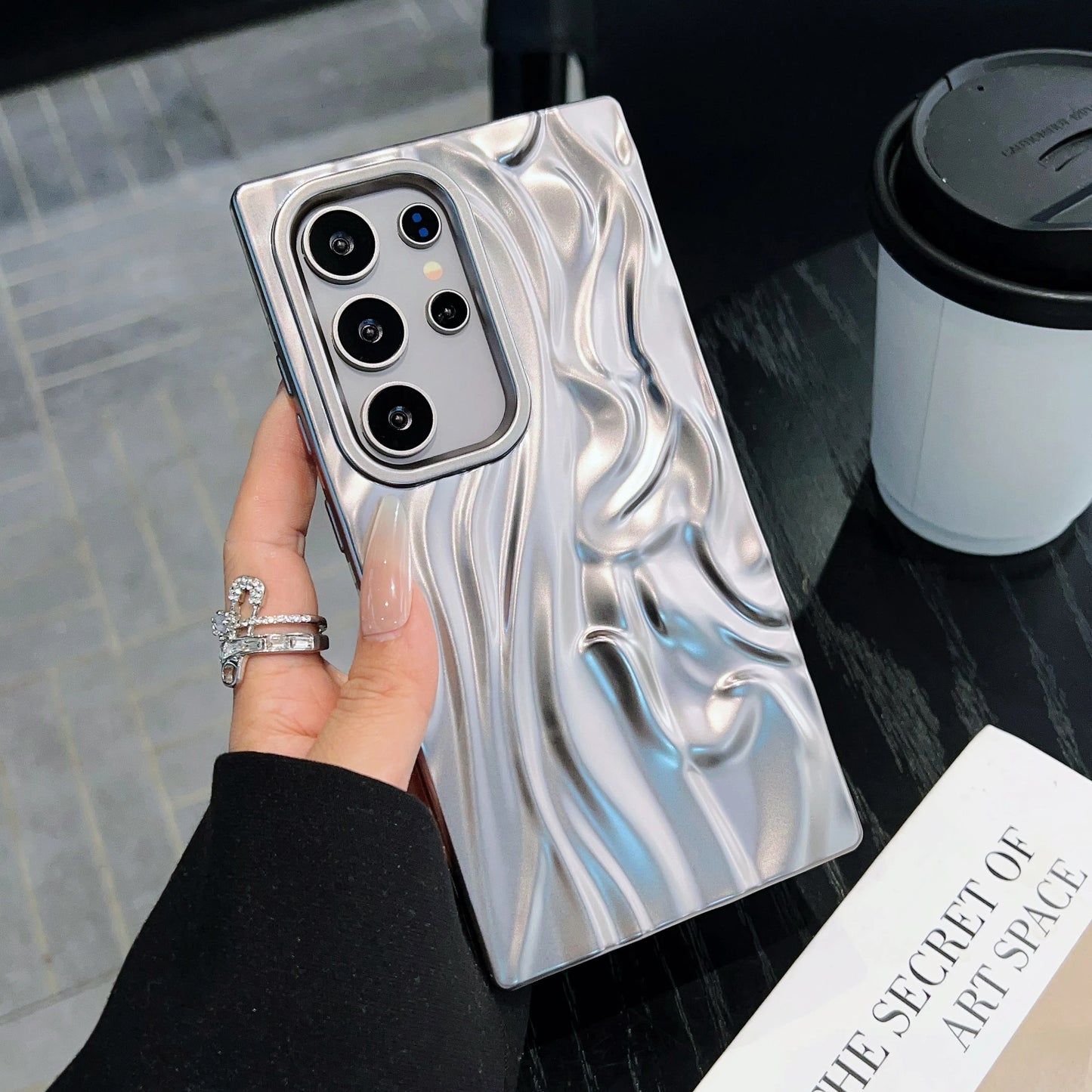 3D Plating Wave Wrinkle Matte Solid Color Case For Samsung S25 S24 Plus S23 Ultra FE A56 A36 A26 A16 A06 A55 A35 A25 Soft Cover