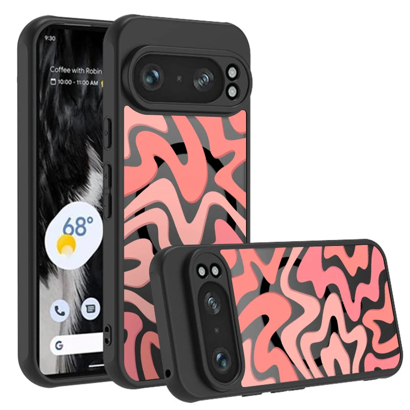 Matte Magnetic Case For Google Pixel 9 8 7 Pro 8A 7A Pixel 9 Pro XL For Magsafe Wireless Charging Curved Stripes Phone Cover