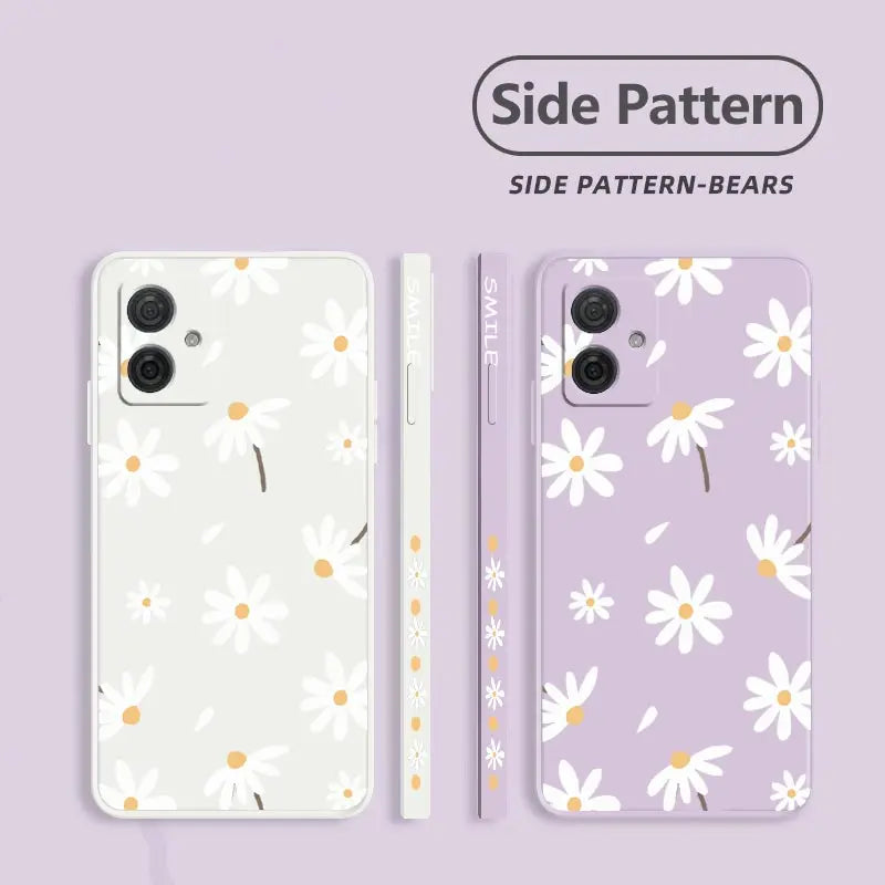 G54 Elegant Daisy Silicone Phone Case For Motorola Moto G54 G53 G52 G50 G42 G20 G84 G34 G22 G24 G14 G13 G30 G9 G9Plus G8 Cover