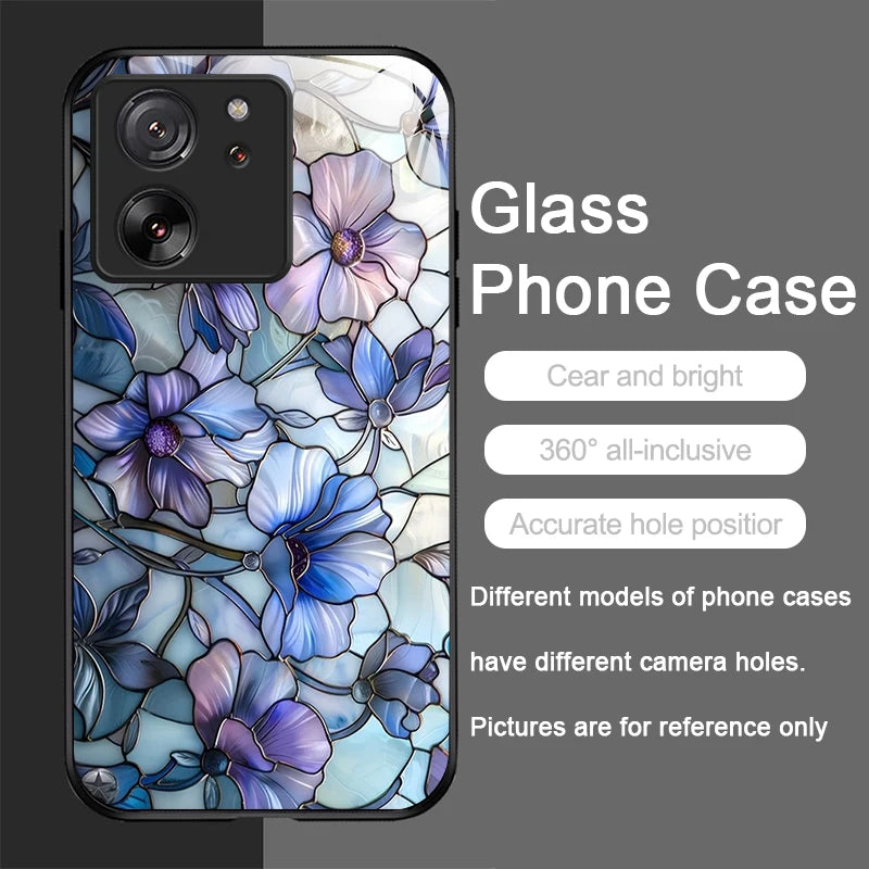 Luxury Flower Marble Texture Tempered Glass Phone Case for Motorola Moto G85 G84 G75 G55 Edge 50 Fusion 40 Neo 30 Pro Hard Cover