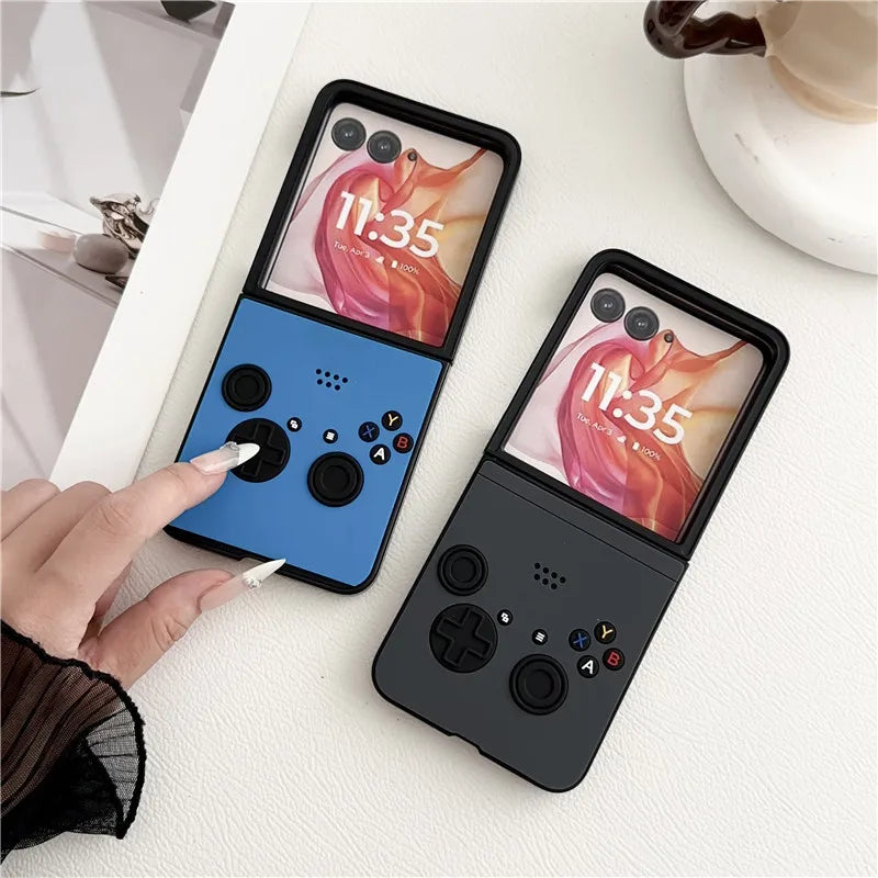 Classic Handheld Game console Phone Case For Motorola moto razr 50 Ultra 50ultra Folding flip 3D Key X Y A B Leather Cover