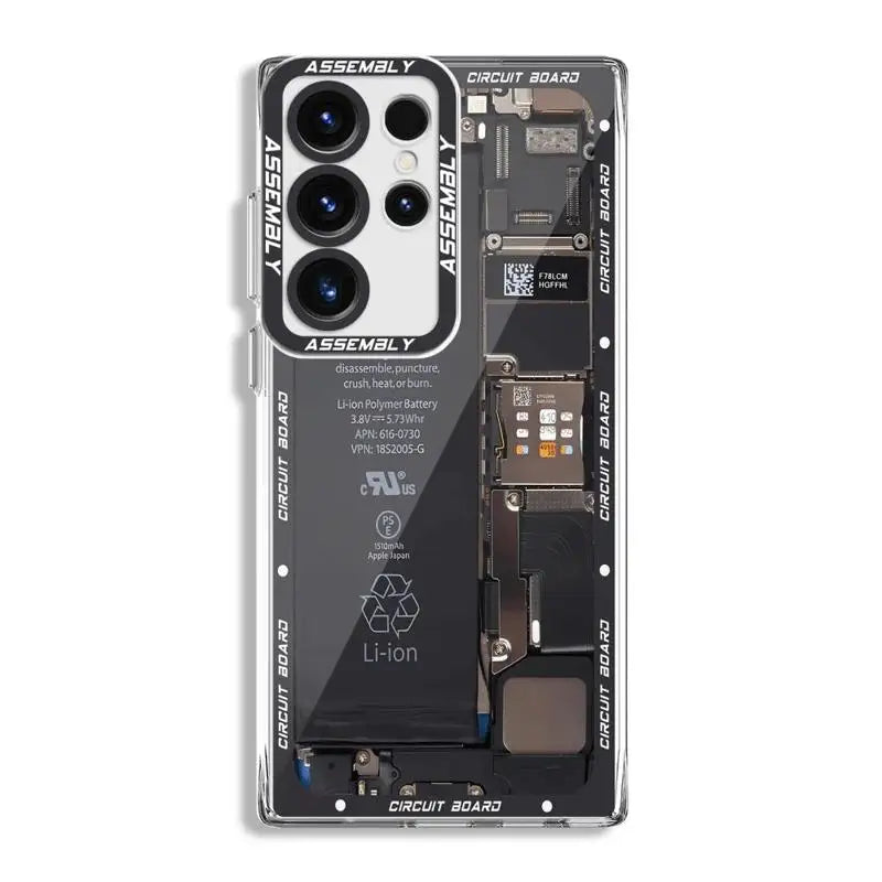 Circuit Board Pattern Case for Samsung Galaxy S24 Ultra S20 FE S21 S22 Plus S23 Ultra 5G S23 FE Transparent Clear Soft Silicone