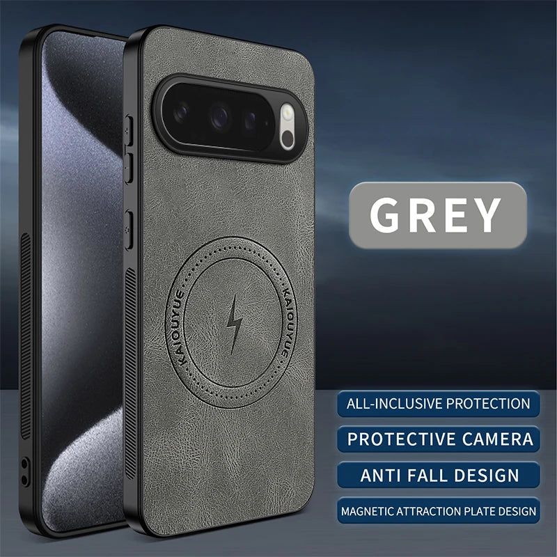 For Google Pixel 10 Pro XL Case Luxury PU Leather Skin Magnetic Magsafe Protective Back Cover For Pixel 10 9 8 7 6 Pro 9A Shell