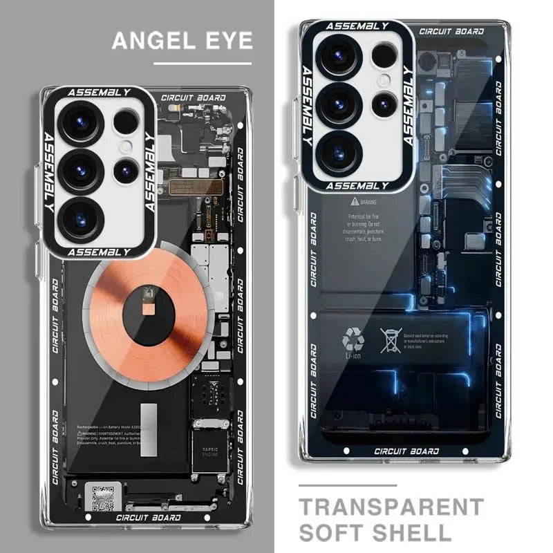 Circuit Board Pattern Case for Samsung Galaxy S24 Ultra S20 FE S21 S22 Plus S23 Ultra 5G S23 FE Transparent Clear Soft Silicone