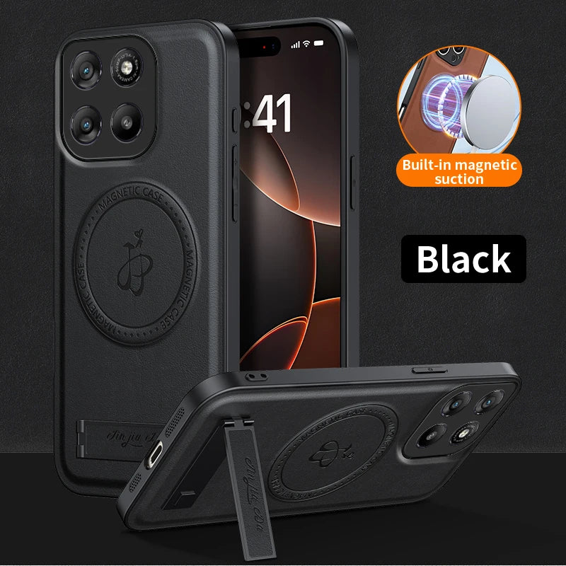 PU Leather Case for Magsafe Magnetic Wireless Charging Hard Kickstand Cover For Motolora Edge 70 G67 Power G56 G57 G86 60 50