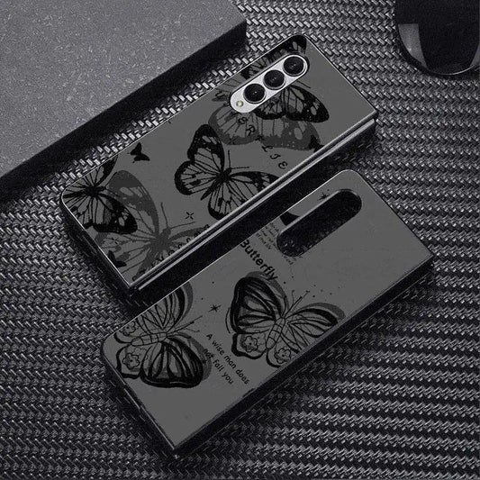 INS Retro Butterfly Cases for Samsung Galaxy Z Fold6 Z Fold3 ZFold4 Z Fold5 5G Z Fold4 5G Coque Bumper Shockproof Cover