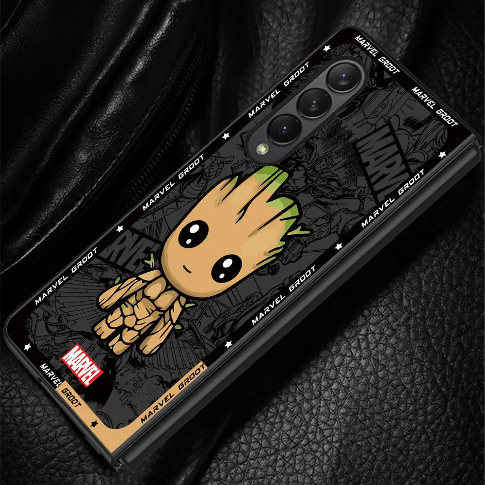 Cartoon Marvel Spiderman Groot Case for Samsung Galaxy Z Fold6 Z Fold4 5G Z Fold3 Z Fold5 5G ZFold4 Hard PC Shockproof Cover