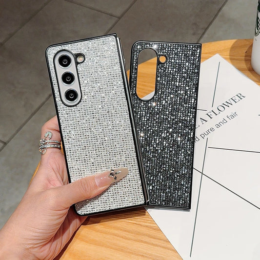 Bling Glitter Sequin Phone Case For Samsung Galaxy Z Fold 6 5 4 3 ZFold 3 5G Back Cover Ultra Thin Hard Plastic Protection Funda