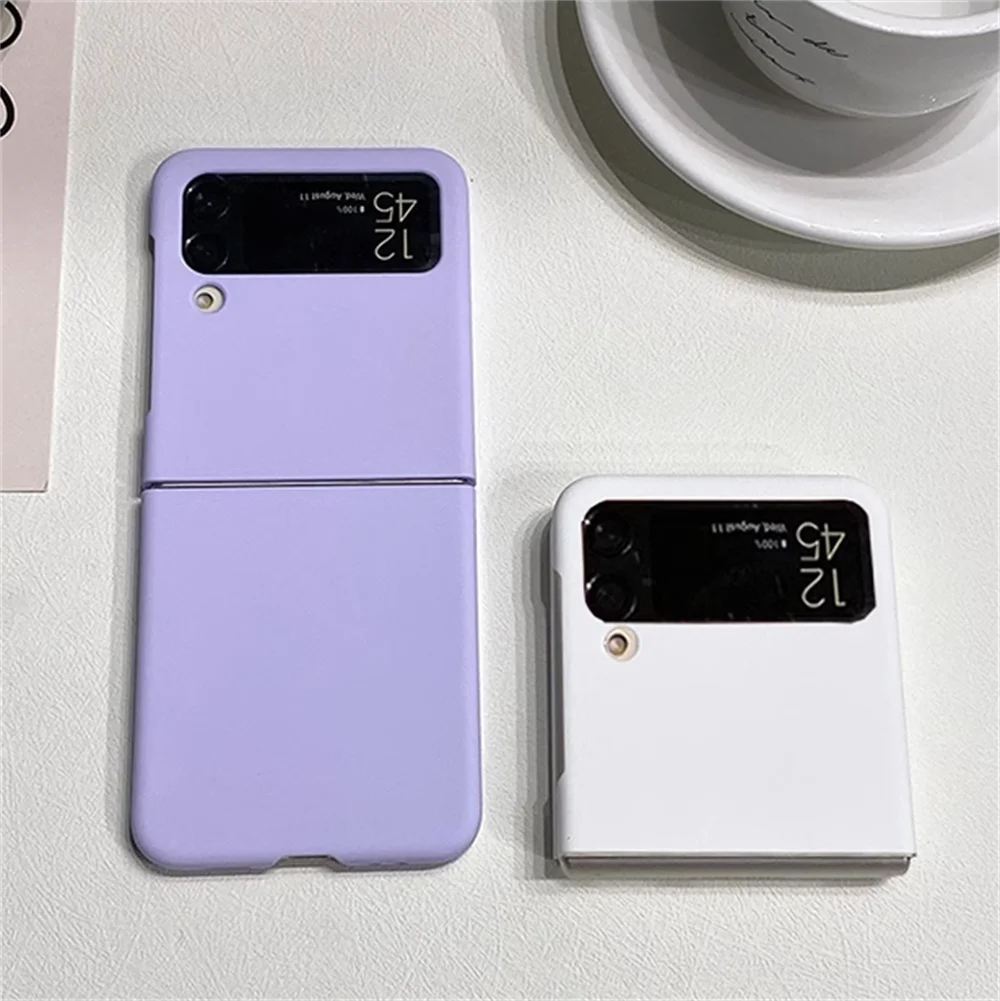 Candy Color Frosting PC Case For Samsung Galaxy Z Flip 6 5GFor Z Flip5 Flip3 Flip4 Ultra Thin Solid Color Hard PC Back Cover