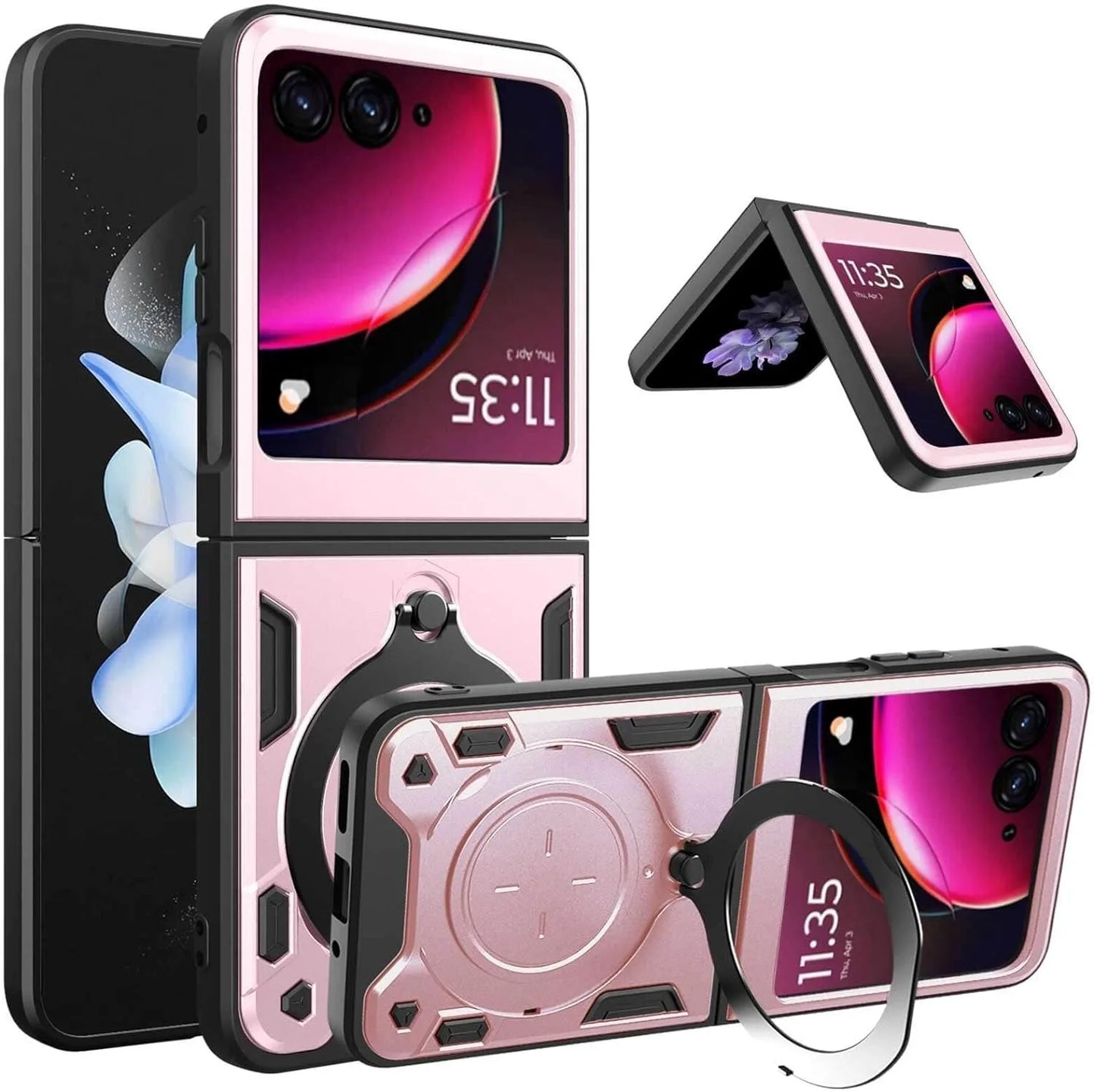 Protective Cover For Motorola Moto Razr 60 50 40 Ultra Razr Plus 2025 2024 2023 Case Ring Stand Holder Shockproof Fundas Coque