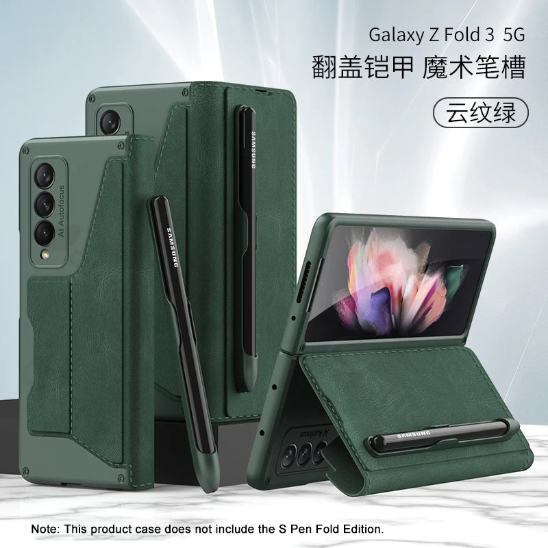 GKK Original Case For Samsung Galaxy Z Fold 4 5 6 5G Case Leather Pen Holder Armor Back Protection Hard Cover For Samsung Z Fold