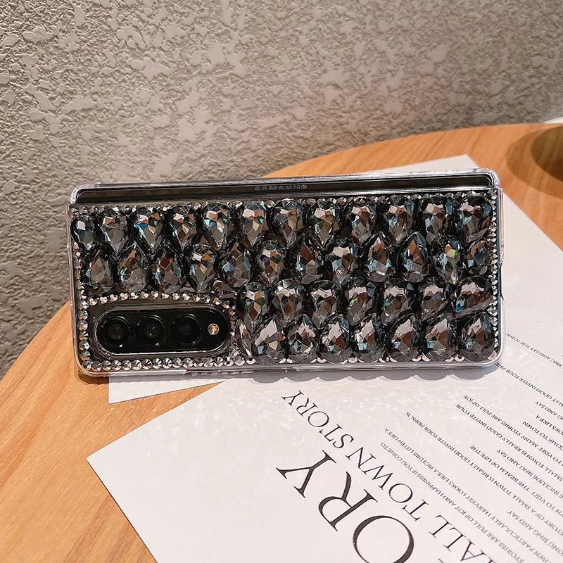 Rhinestone Phone Case For Samsung Galaxy Z Fold 4 5 3 2 6 7 Crystal Designer Carcasa Cases Luxury Telefon Funda Kilifi