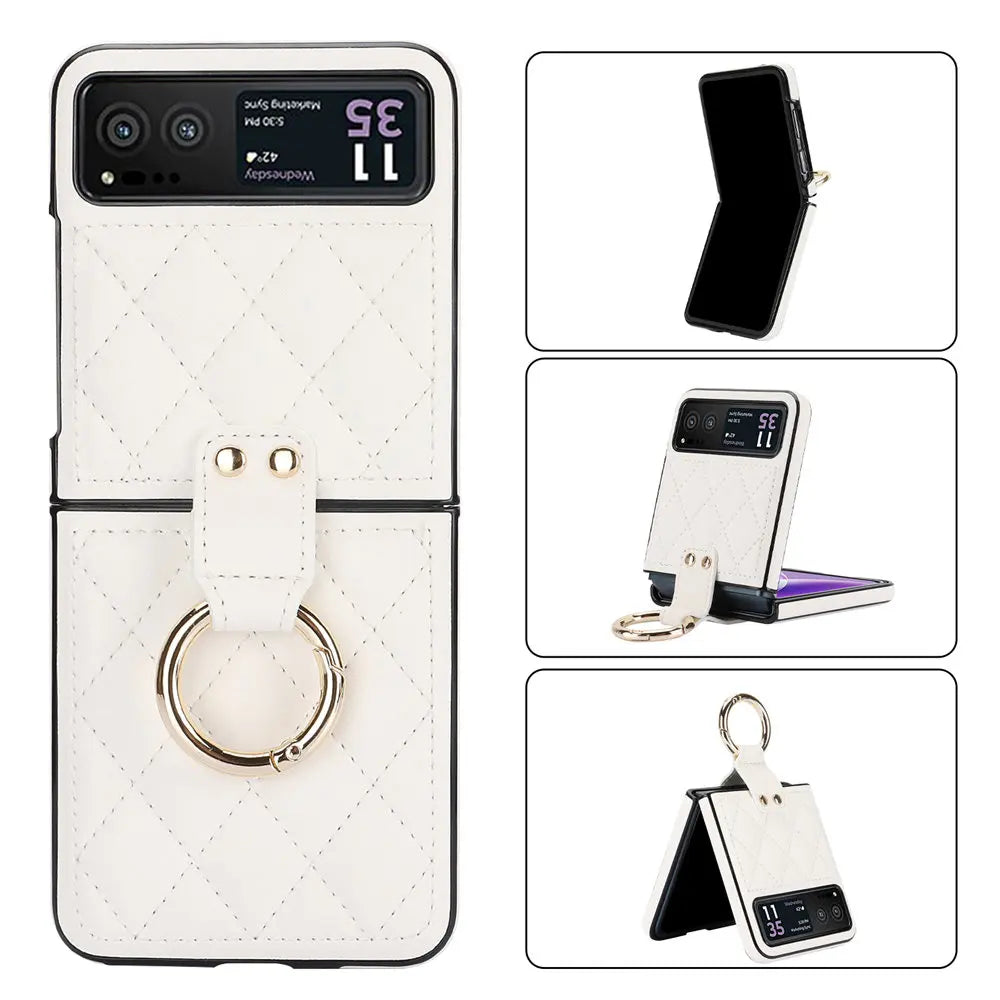 Fashion Leopard Print Leather Ring Case For Motorola MOTO Razr 40 Ultra Razr40 Slim Cover Fundas
