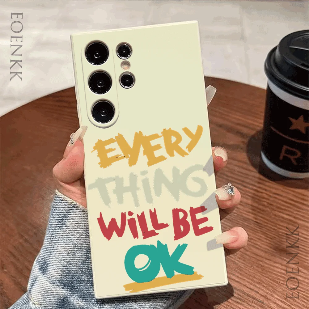 Simple Letters Silicone Case For Samsung Galaxy S25 S24 S23 S22 S21 Ultra FE A35/A54/A55/A34 5G Note 10/20 Plus Anti-Slip Cover