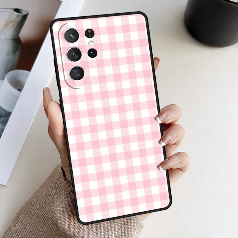 Phone Case For Samsung Galaxy S24 S23 S21fe S22 Ultra Plus Note 10 20 S8 S9 S10 Cover Pastel Gingham
