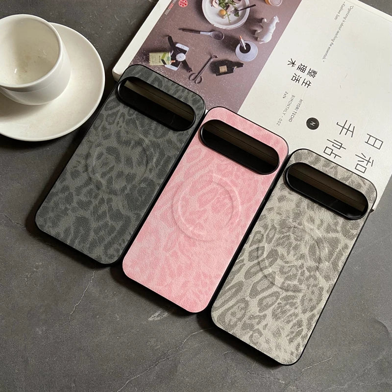 Magnetic Leather Case for Google Pixel 9A 10 9 8 7 6 Pro XL 8A 7A 6A Cover Leopard Floral Shockproof Mag-safe PU Shell Fundas