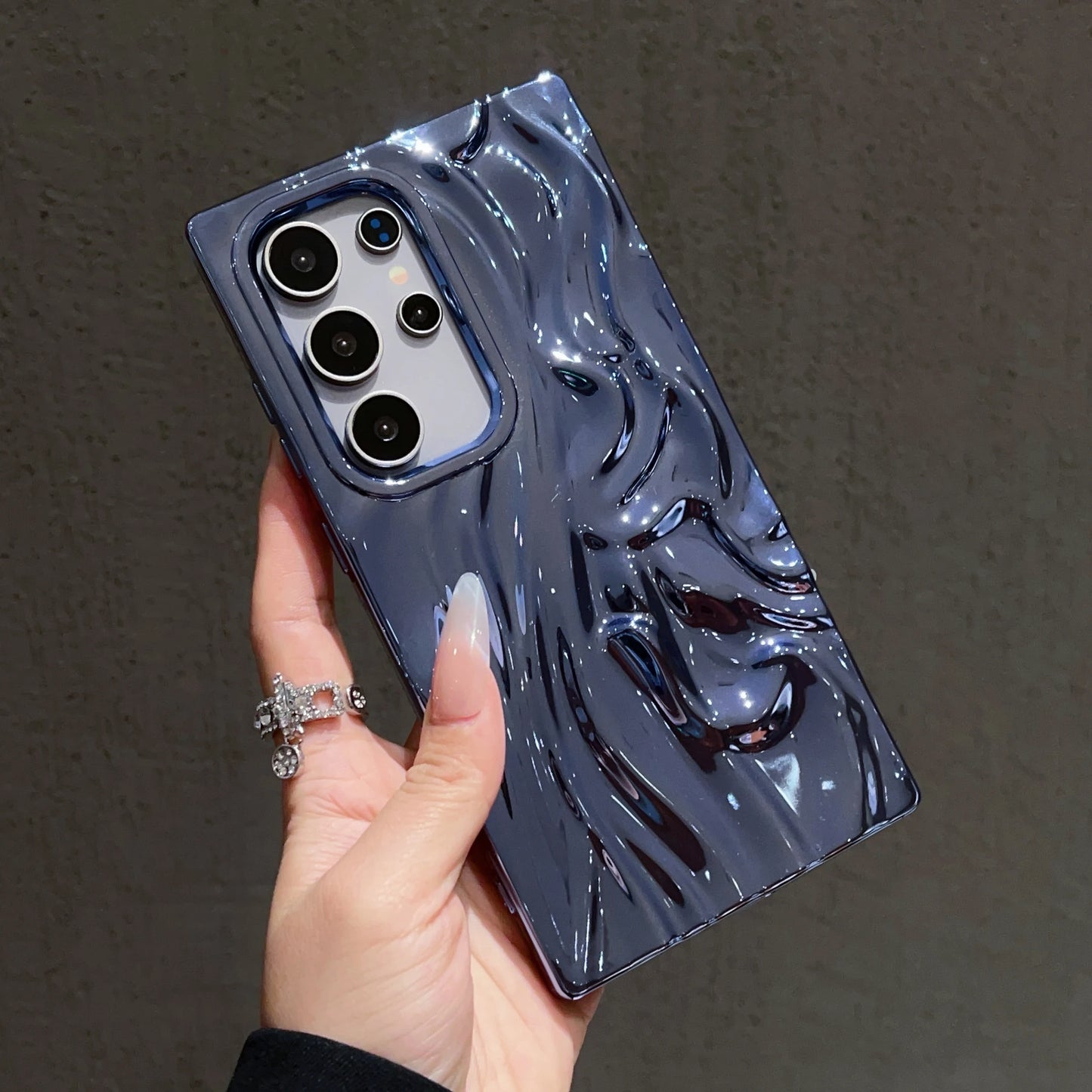 3D Plating Wave Wrinkle Matte Solid Color Case For Samsung S25 S24 Plus S23 Ultra FE A56 A36 A26 A16 A06 A55 A35 A25 Soft Cover