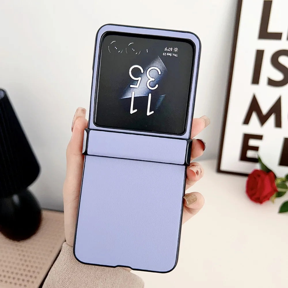 Moto Razr 50 2024+ Leather Hard Shell Phone Case for Motorola Razr 50 Ultra Razr 50 Hinge Protection Protective Shockproof Cover