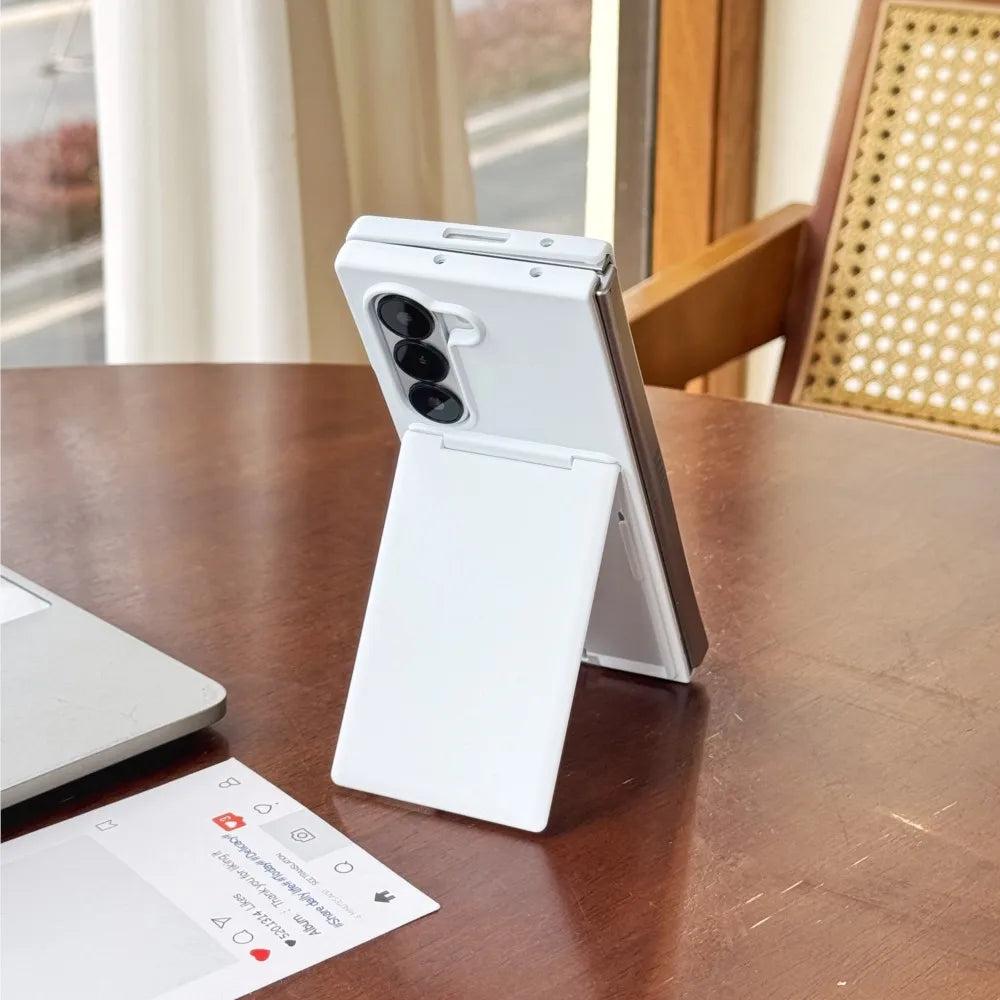 Wallet Clip Flip Slot Card Stand Case For Samsung Galaxy Z Fold 6 5 Luxury Folding Bracket Transparent Shockproof Matte PC Cover