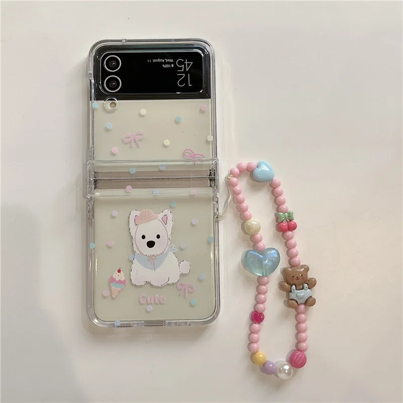 White Dog Phone Case for Samsung Galaxy Z Flip 7 6 5 4 Protective Back Cover for ZFlip5 ZFlip6 ZFlip7 Case Shell