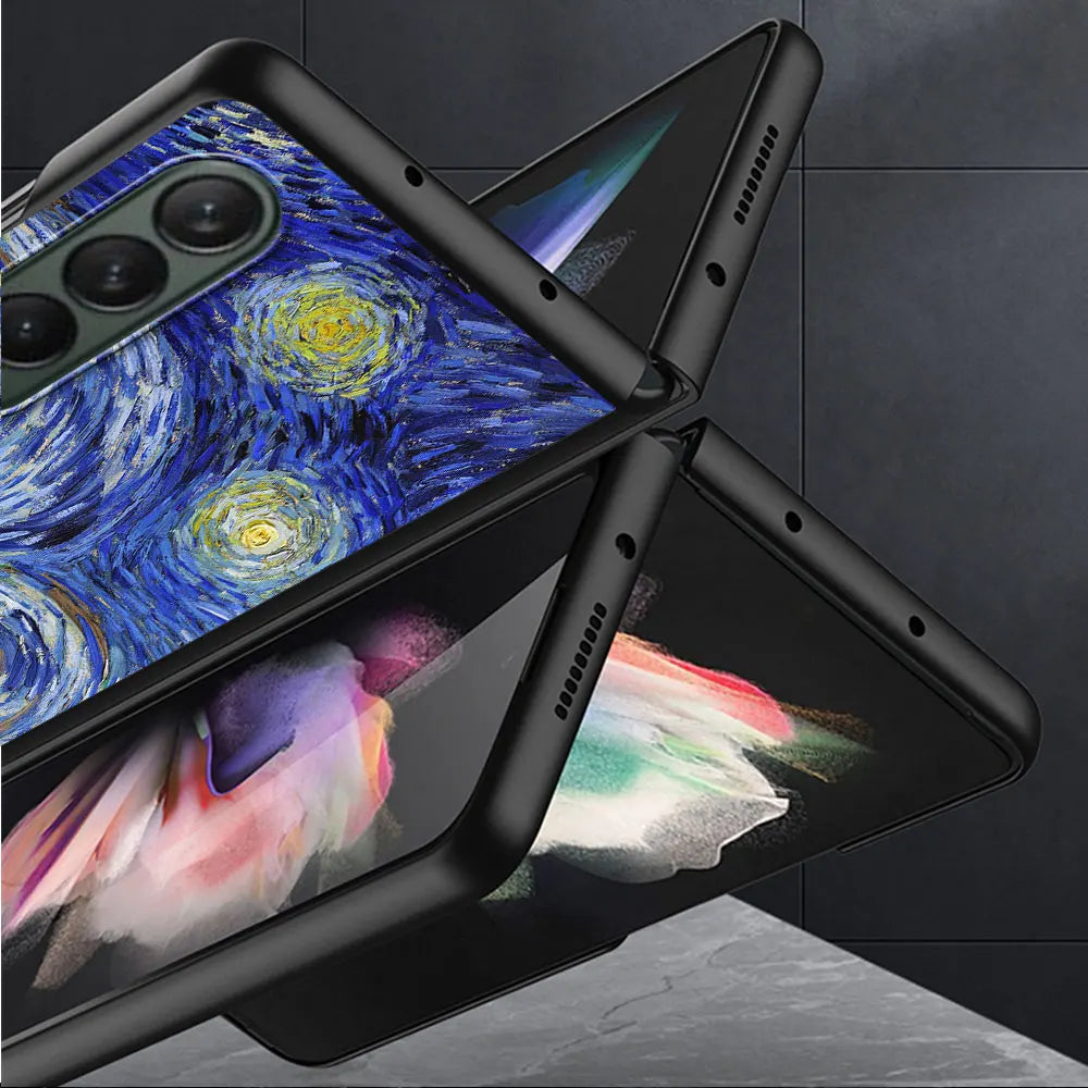 Van Gogh Cases for Samsung Galaxy ZFold4 Z Fold5 ZFold6 5G Z Fold4 Z Fold3 Protection Capa Shockproof Cover Black
