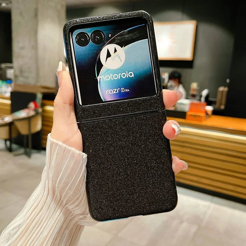 Luxury Bling Glitter Phone Case For Motorola Razr 50 40 Ultra Moto Razr40 Razr50Ultra 2023 Slim Hard Plastic PU Leather Cover