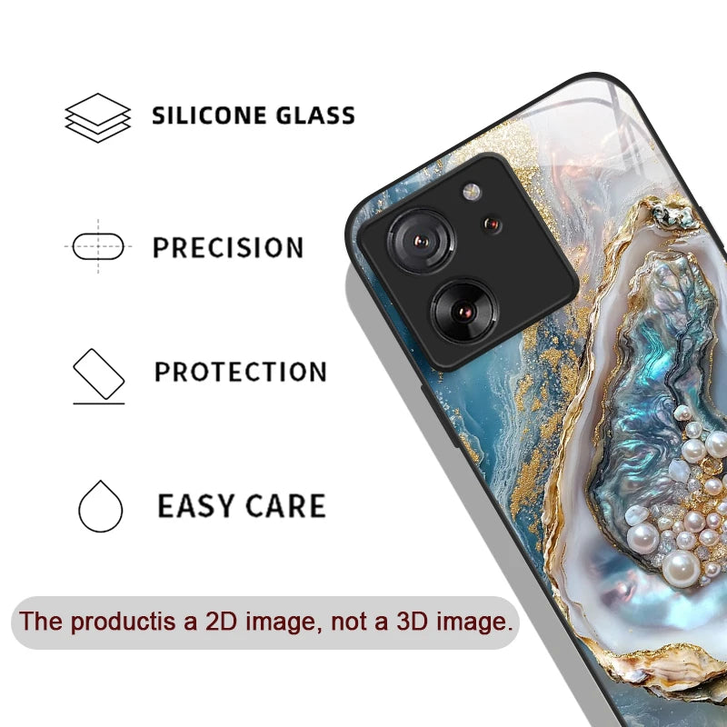 Luxury Marble Gem Pattern Tempered Glass Phone Case for Motorola Moto G85 G84 G75 G55 G24 5G Edge 50 Fusion 40 Neo 30 Pro Cover