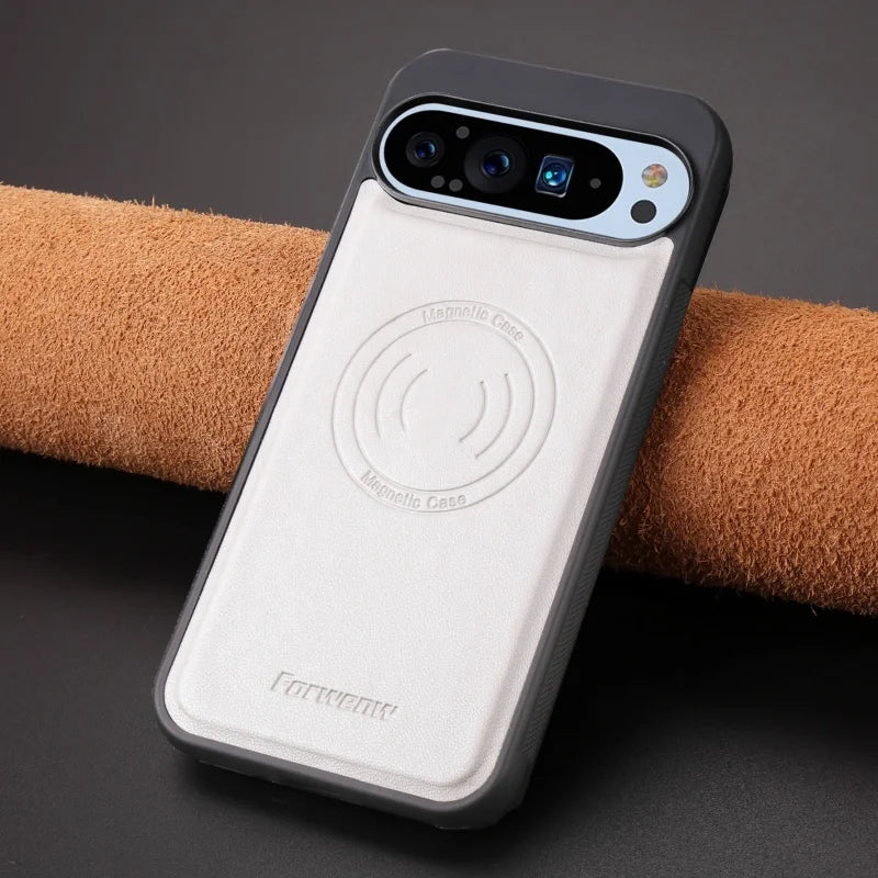 Luxury PU Leather Car Magnetic Phone Case for Google Pixel 10 Pro XL Pro 9A 9 7A 7 6A 6 Back Cover Wireless Charging Hoesje Bag