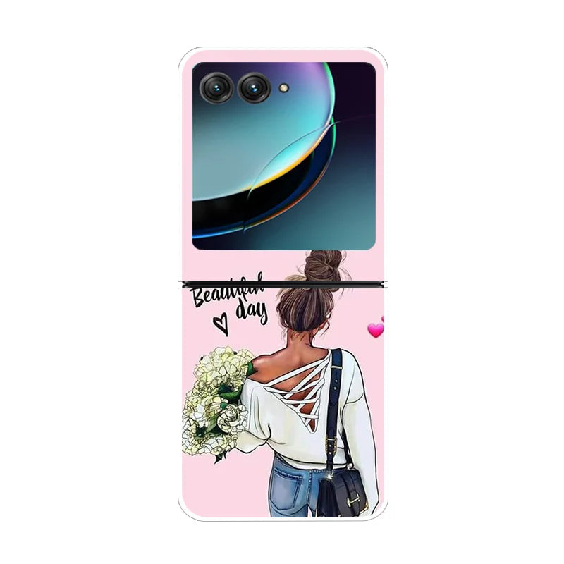 For Motorola Razr 40 Ultra Phone Case Flower Painted Clear Plastic PC Hard Back Cover For Moto Razr 40 Ultra Case 40Ultra 6.9"