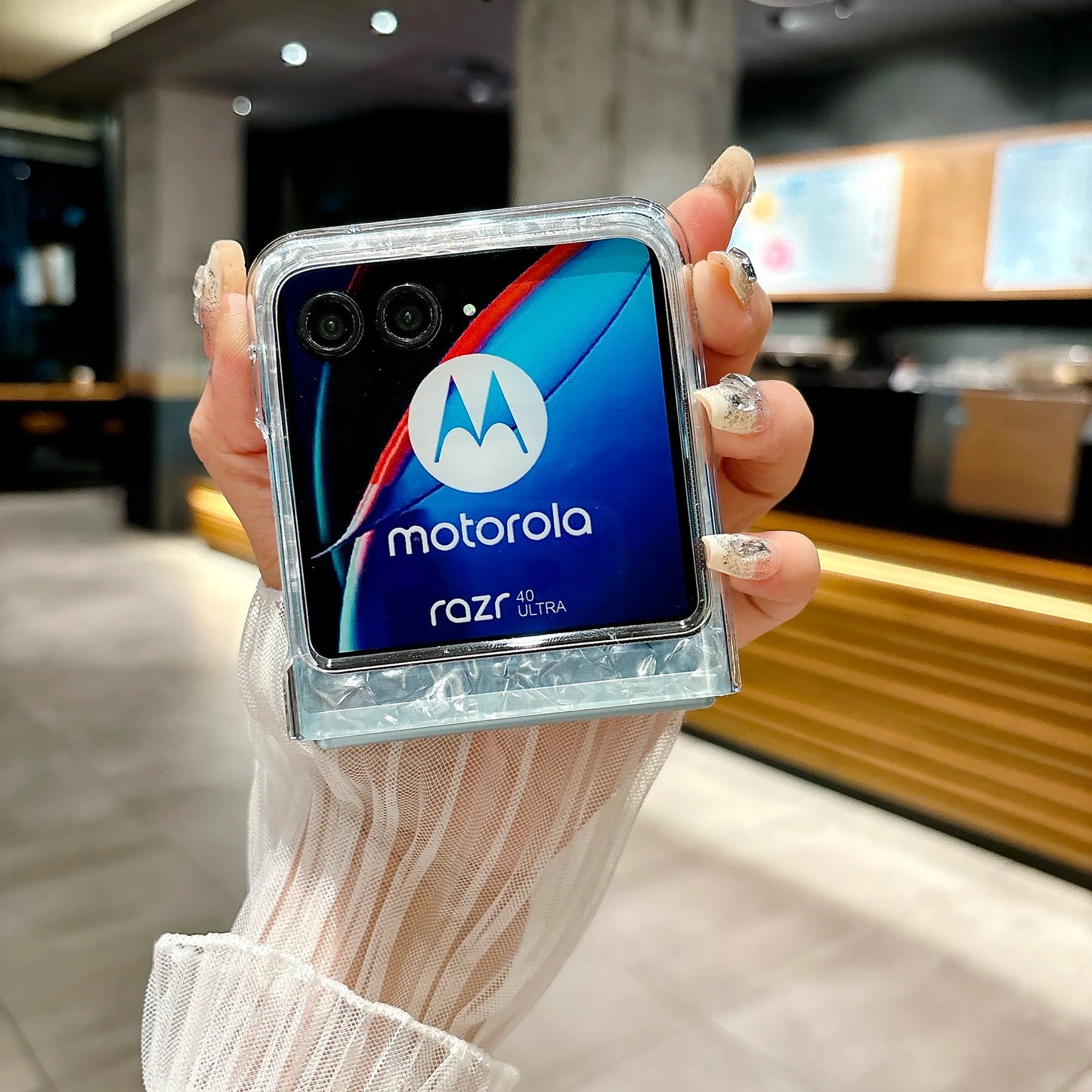 Luxury Seashell Plastic Folding Case For Motorola Razr 40 50 60 Ultra  Cover