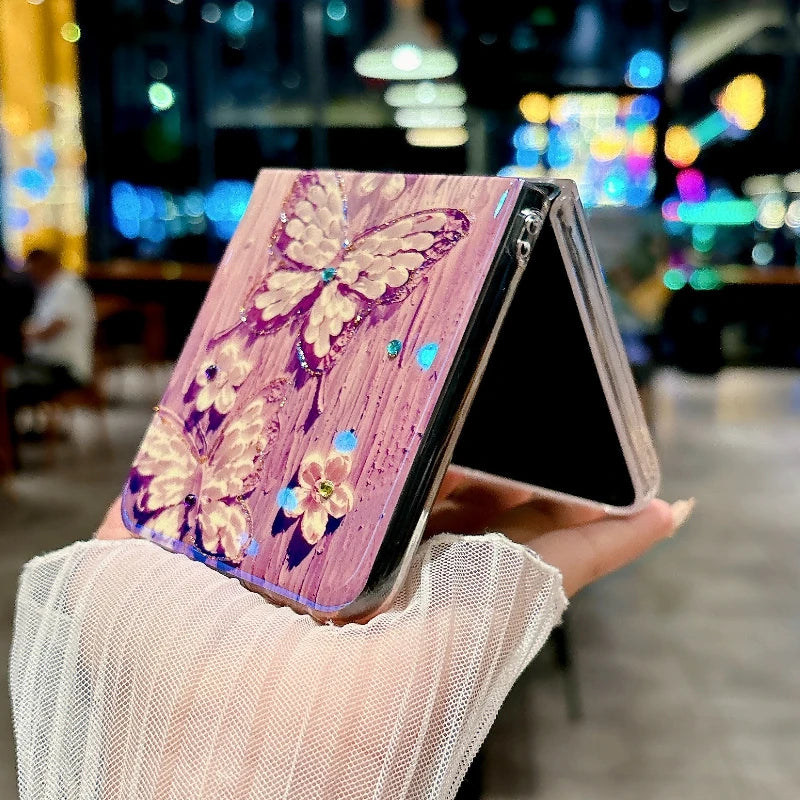 Fashion Pink Butterfly Case For Motorola Razr 60 50 Ultra Razr+ 2025 50Ultra 2-piece Set Aesthetic Flower Shockproof Cover Funda