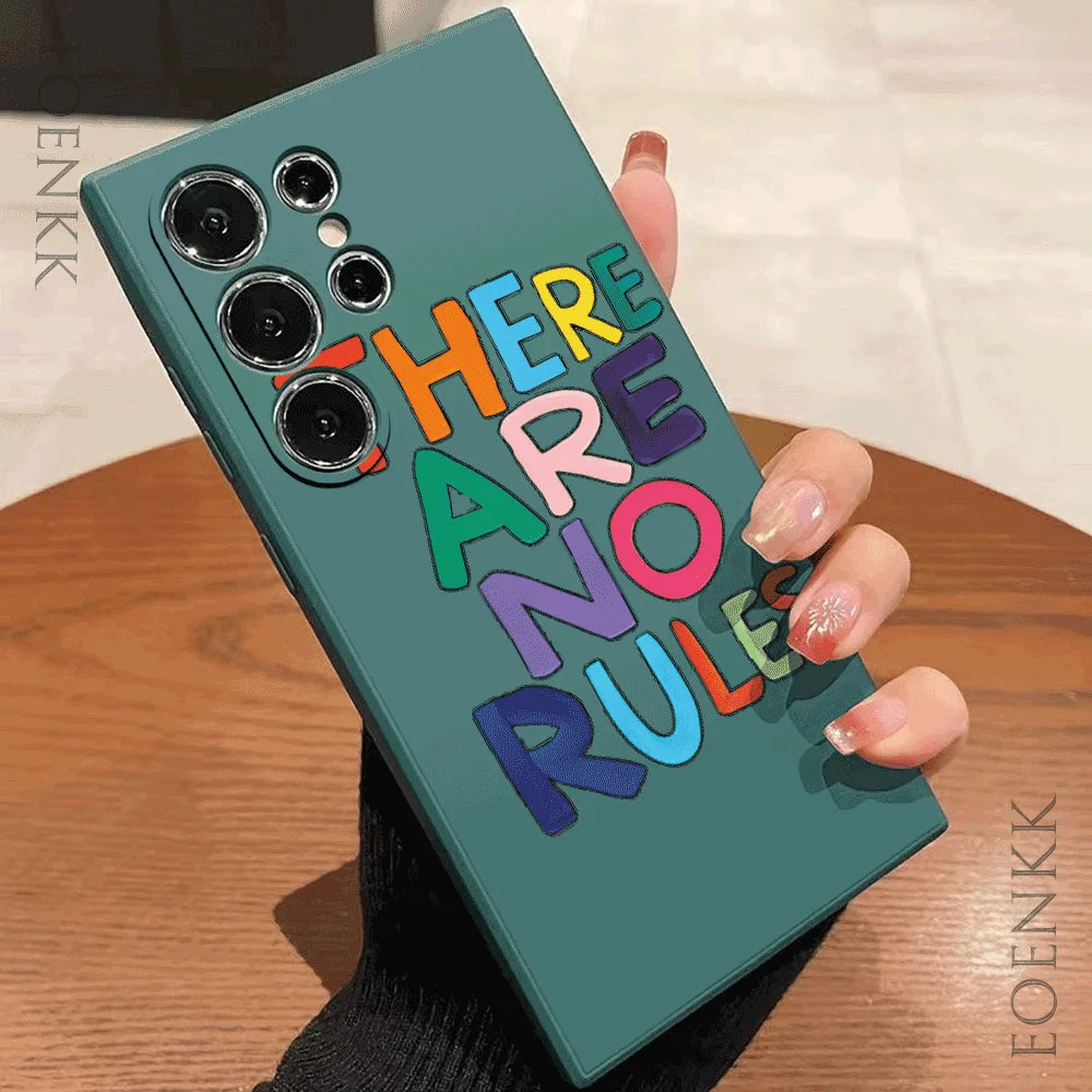 Simple Letters Silicone Case For Samsung Galaxy S25 S24 S23 S22 S21 Ultra FE A35/A54/A55/A34 5G Note 10/20 Plus Anti-Slip Cover