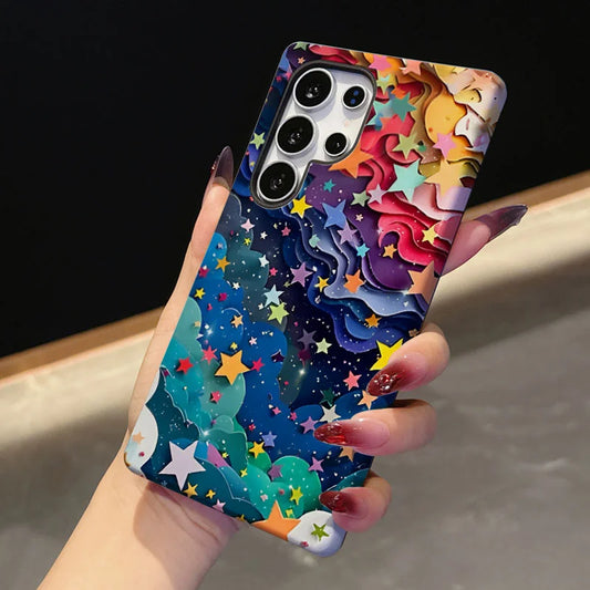 2 IN 1 Film shell Phone Case For Samsung S25 S24 S23 S22 S21 Plus Ultra S25 Edge S20 FE A56 A16 15 26 36 Dreamy Starry Sky Cover