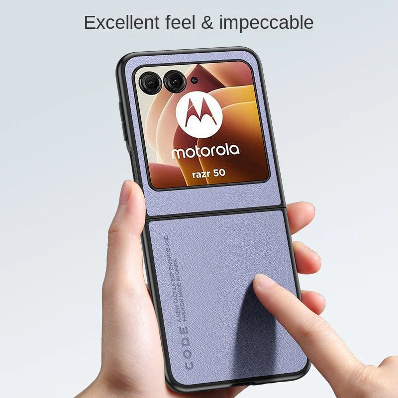 Luxury Premium Leather Cover For Motorola Razr 50 Ultra Moto Razr50 50Ultra 2024 Razr40 2023 Shockproof Hard Plastic Phone Case