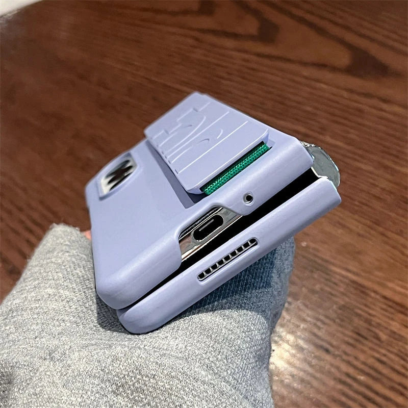 Luxury Soft Silicone Wrist Strap Holder Phone Case For Samsung Z Fold 5 zfold4 Fold3 ZFold6 Cases Ultra Thin Matte Hard PC Cover