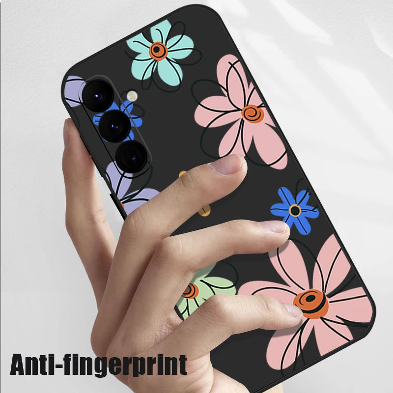 Cute Cartoon Flowers Lanyard Case For Samsung Galaxy S25 Ultra S24 S23 S22 Plus S21 FE A15 A16 A35 A36 A54 A55 A56 5G Capa Coque