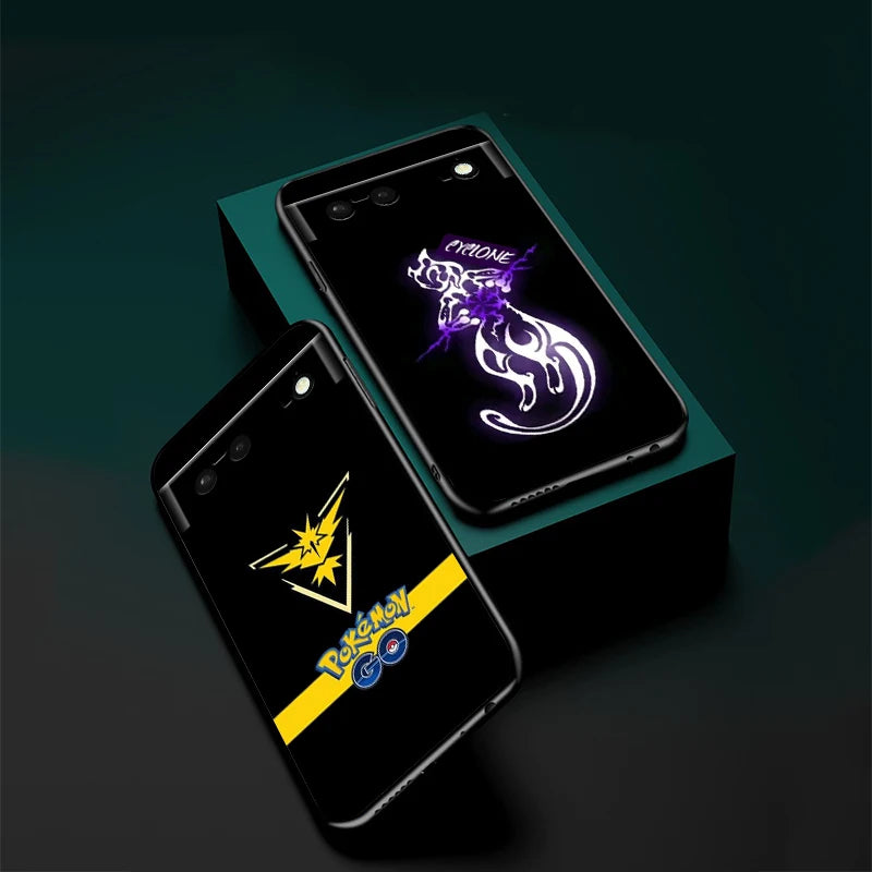 Cartoon P-Pokemon P-Pikachus For Google Pixel 9 8 7A 7 6A 6 5A 5 4 4A XL 5G Black Silicon Shockproof Shell Funda Phone Case