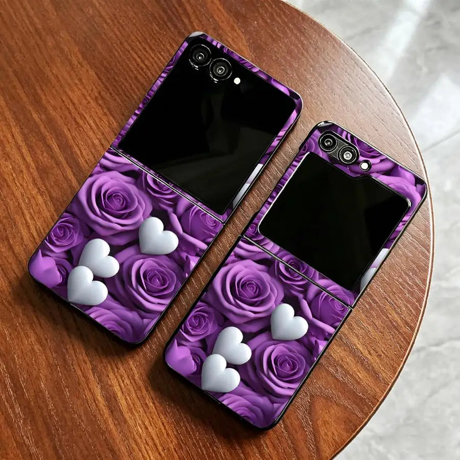 Phone Cover Case for Samsung Galaxy Z Fold 7 6 5 4 3 Z Flip 7 6 5 4 3 Brilliant Purple Roses